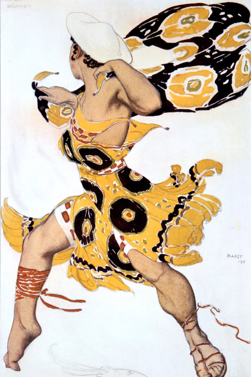 Ephebe, kostymdesign för en Ballets Russes-produktion av Tcherepnins Narcisse, 1911 av Leon Bakst