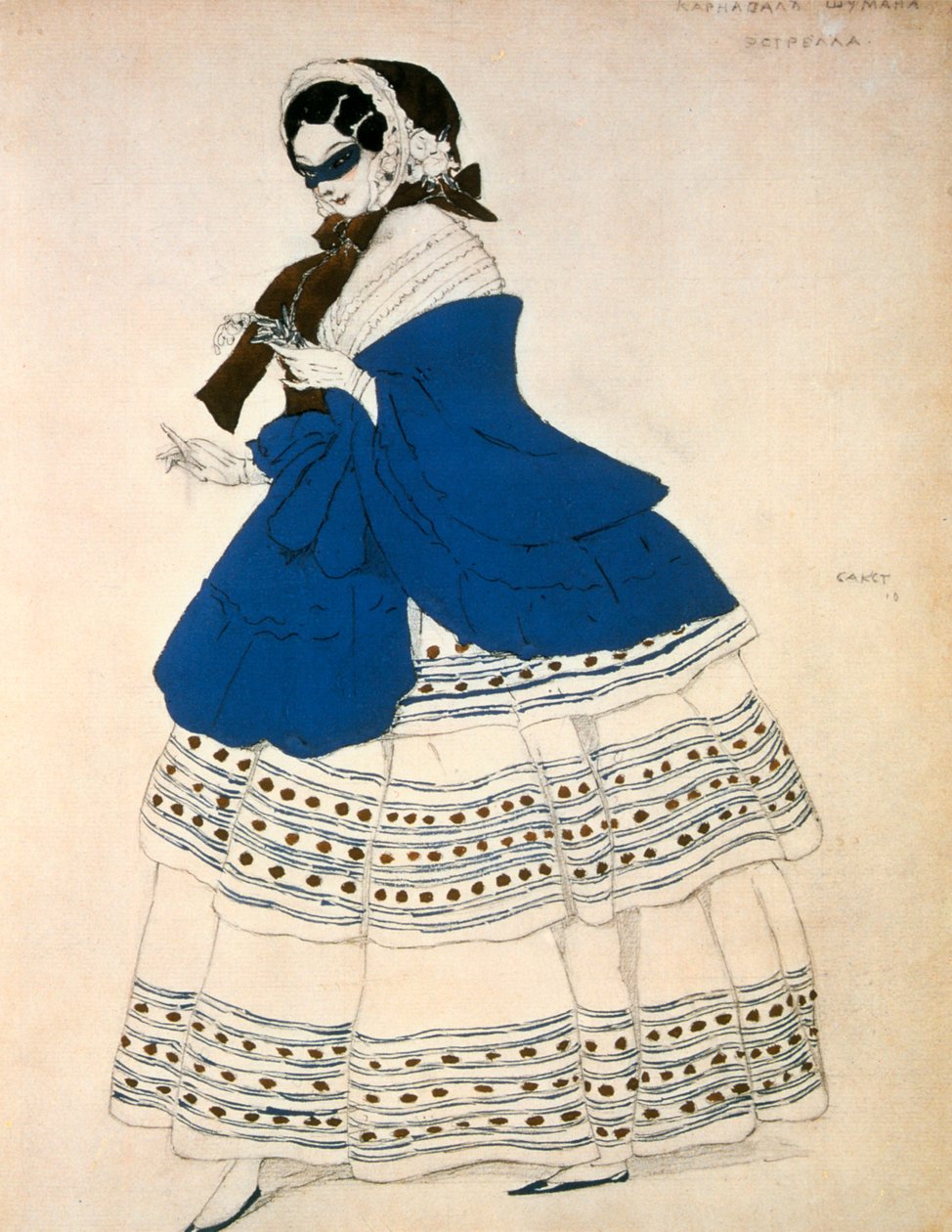 Estrella, design för en kostym för balett Carnival komponerad av Robert Schumann, 1919 av Leon Bakst