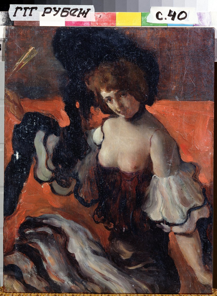 På en restaurang, dam i svart av Leon Bakst