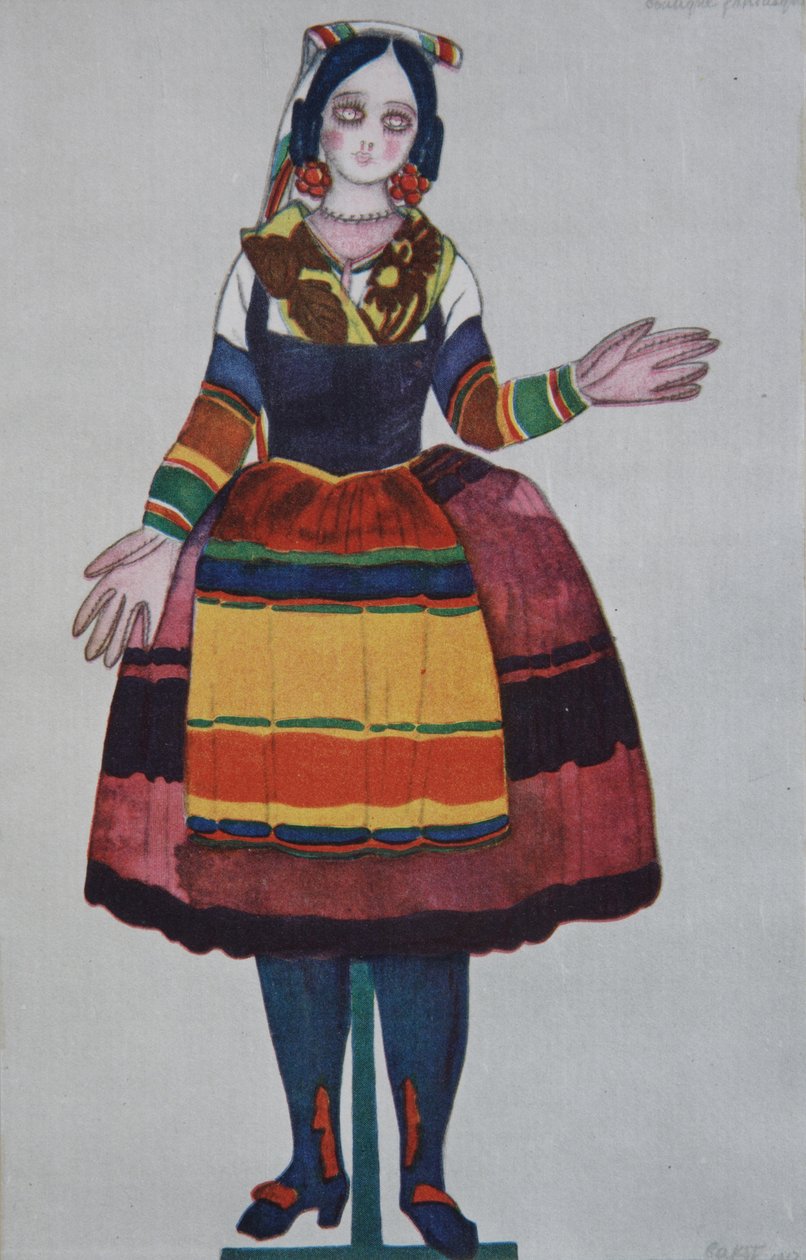 Italiensk docka. Kostymdesign för baletten The Magic Toy Shop av G. Rossini, 1919 av Leon Bakst