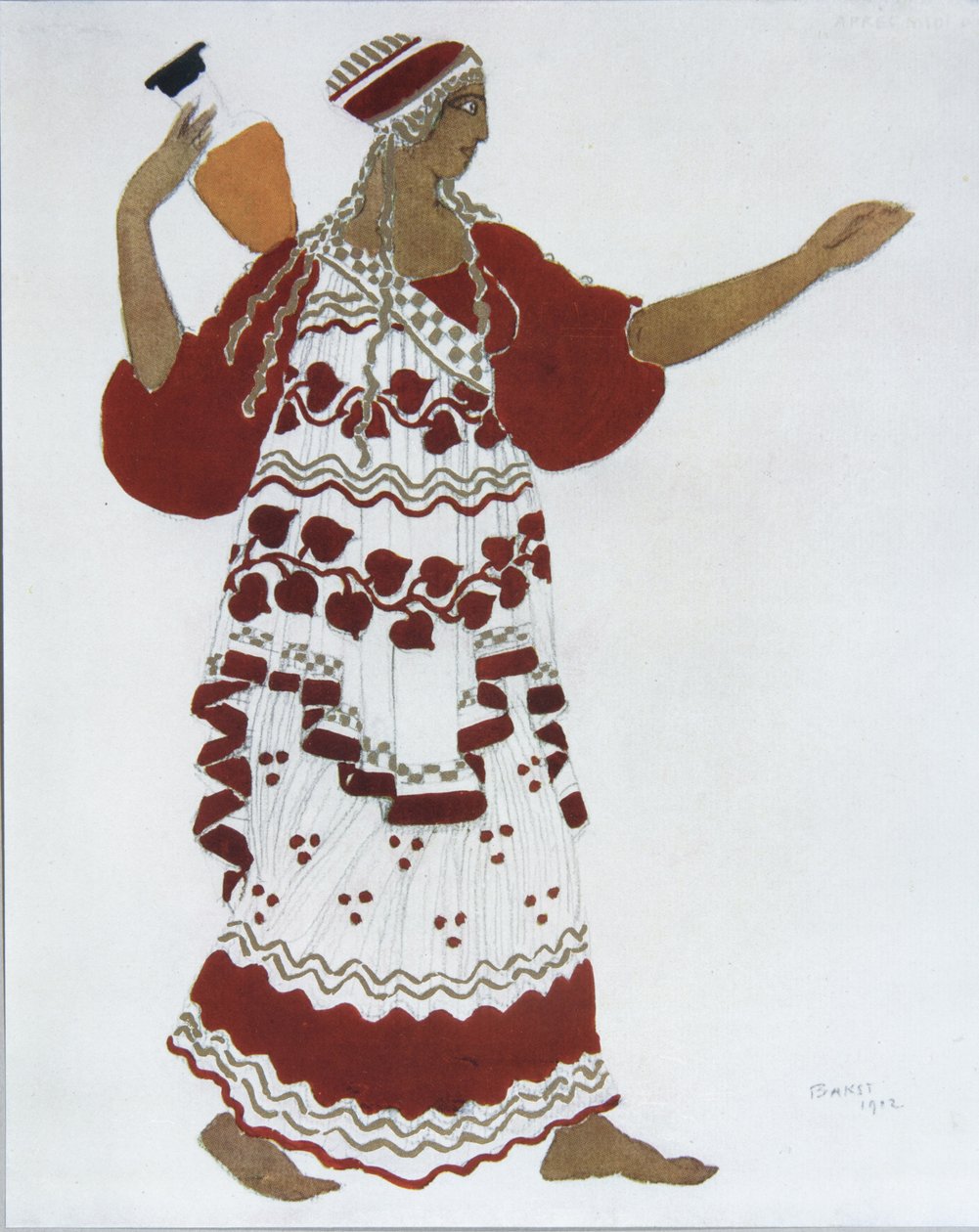 Nymf. Kostymdesign för baletten The Afternoon of a Faun av C. Debussy, 1912 av Leon Bakst
