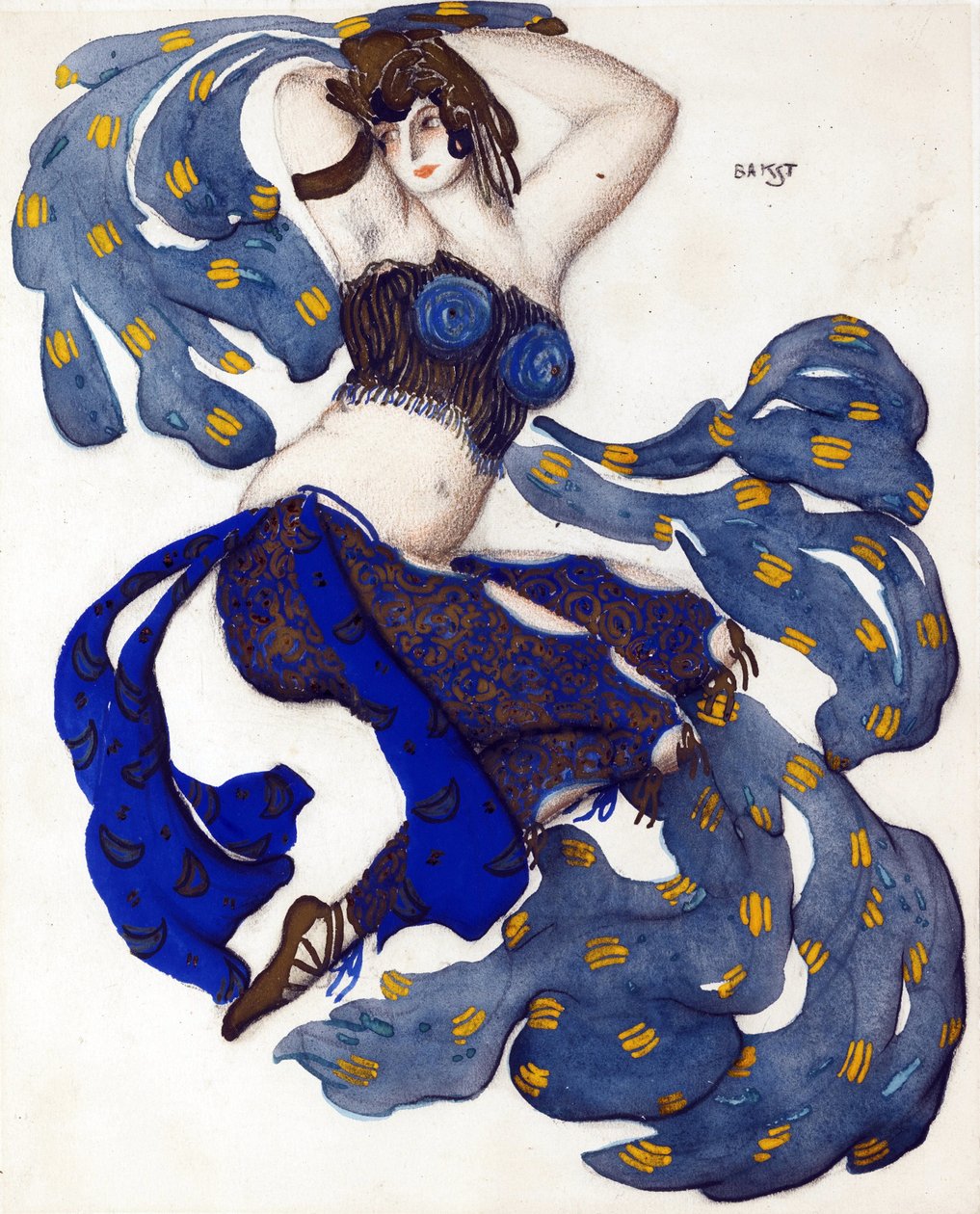 Odalisk. Kostymdesign för baletten Sheherazade av N. Rimsky-Korsakov - Bakst, Leon (1866-1924) - 1910 - Akvarell, Gouache på papper - 33x28 - Privat samling av Leon Bakst