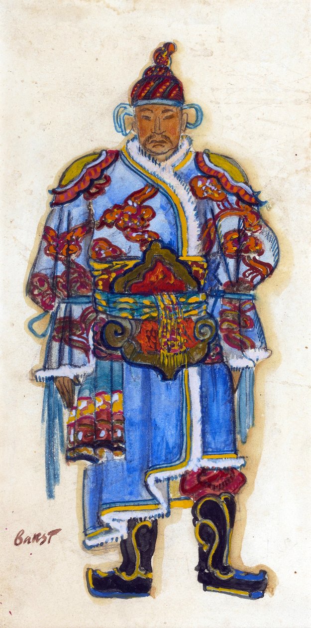 Orientalisk kostymdesign (akvarell och gouache på papper) av Leon Bakst