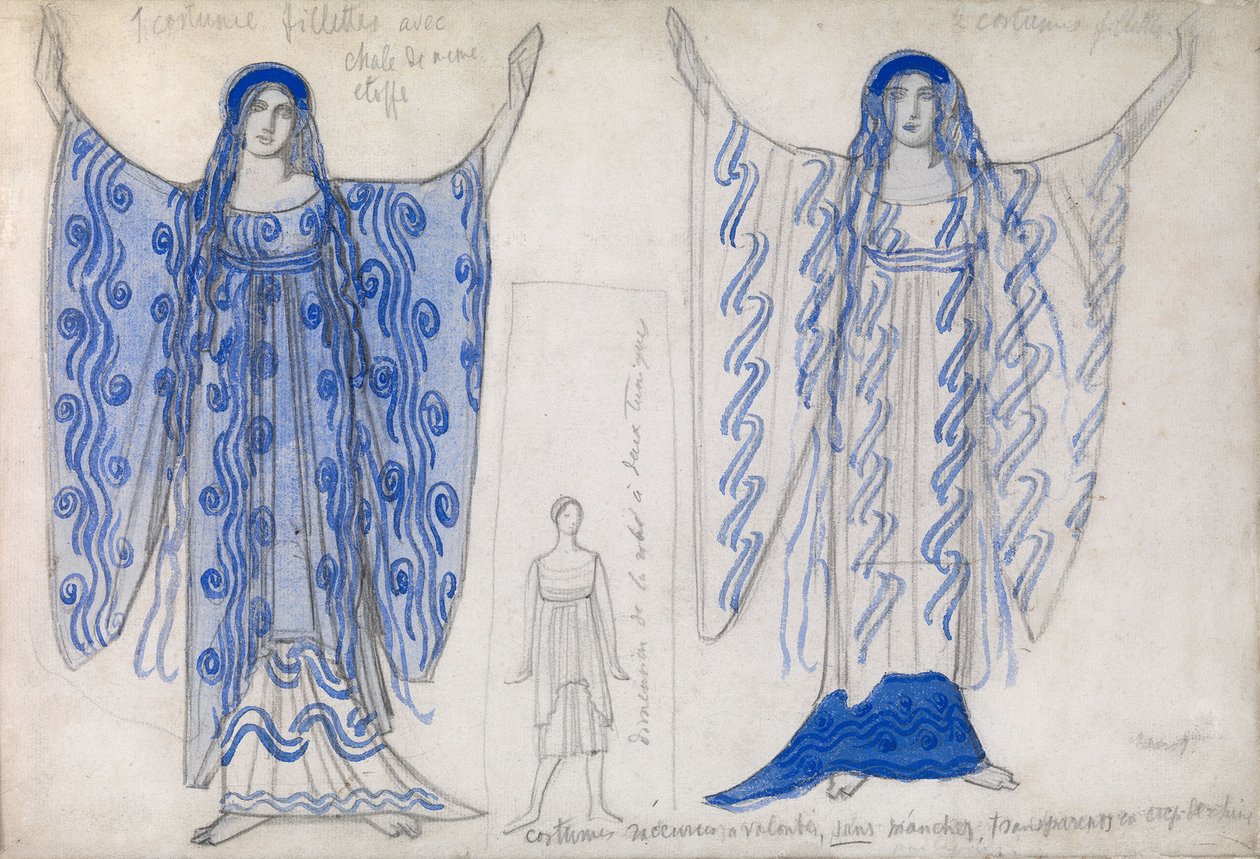 Phaedra. Kostymdesign för dramat Phaedra Phèdre av Jean Racine, ca 1923 av Leon Bakst