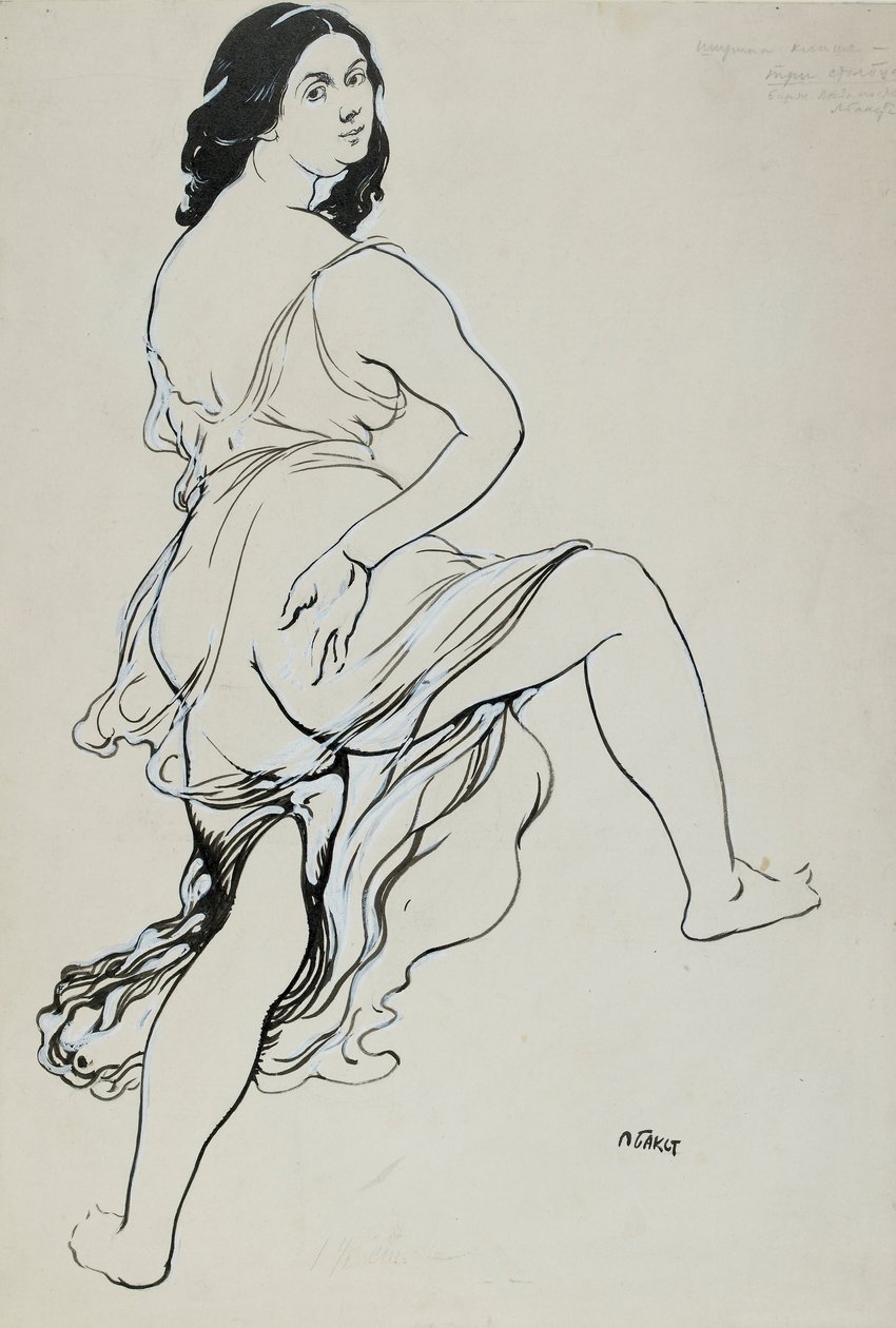 Porträtt av dansande Isadora Duncan, tidigt 1900-tal av Leon Bakst
