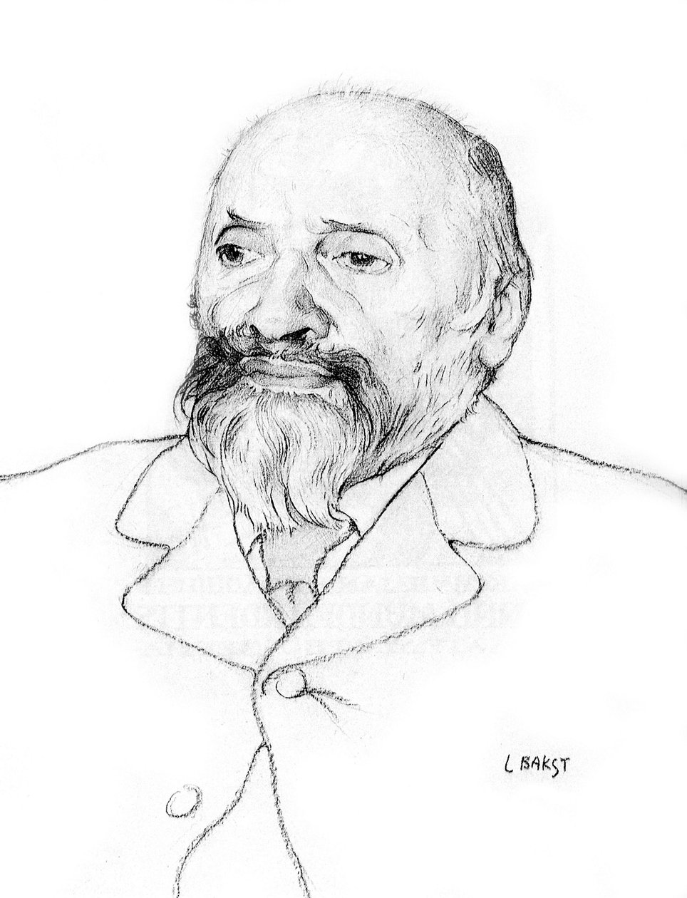 Porträtt av den ryska kompositören Mily Balakirev, 1907. av Leon Bakst