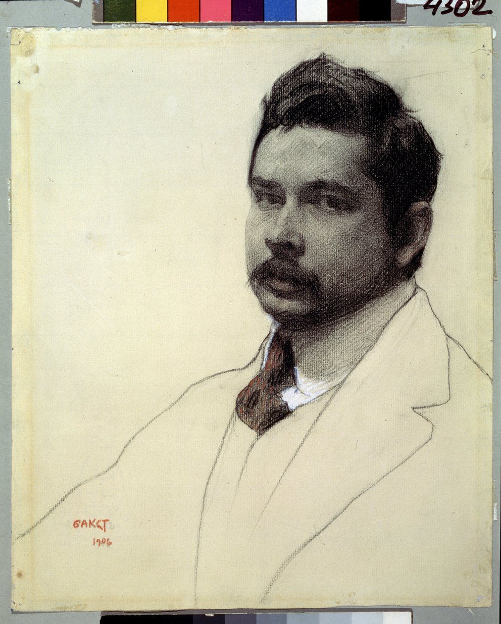 Porträtt av konstnären Konstantin Somov (penna och krita på papper) av Leon Bakst