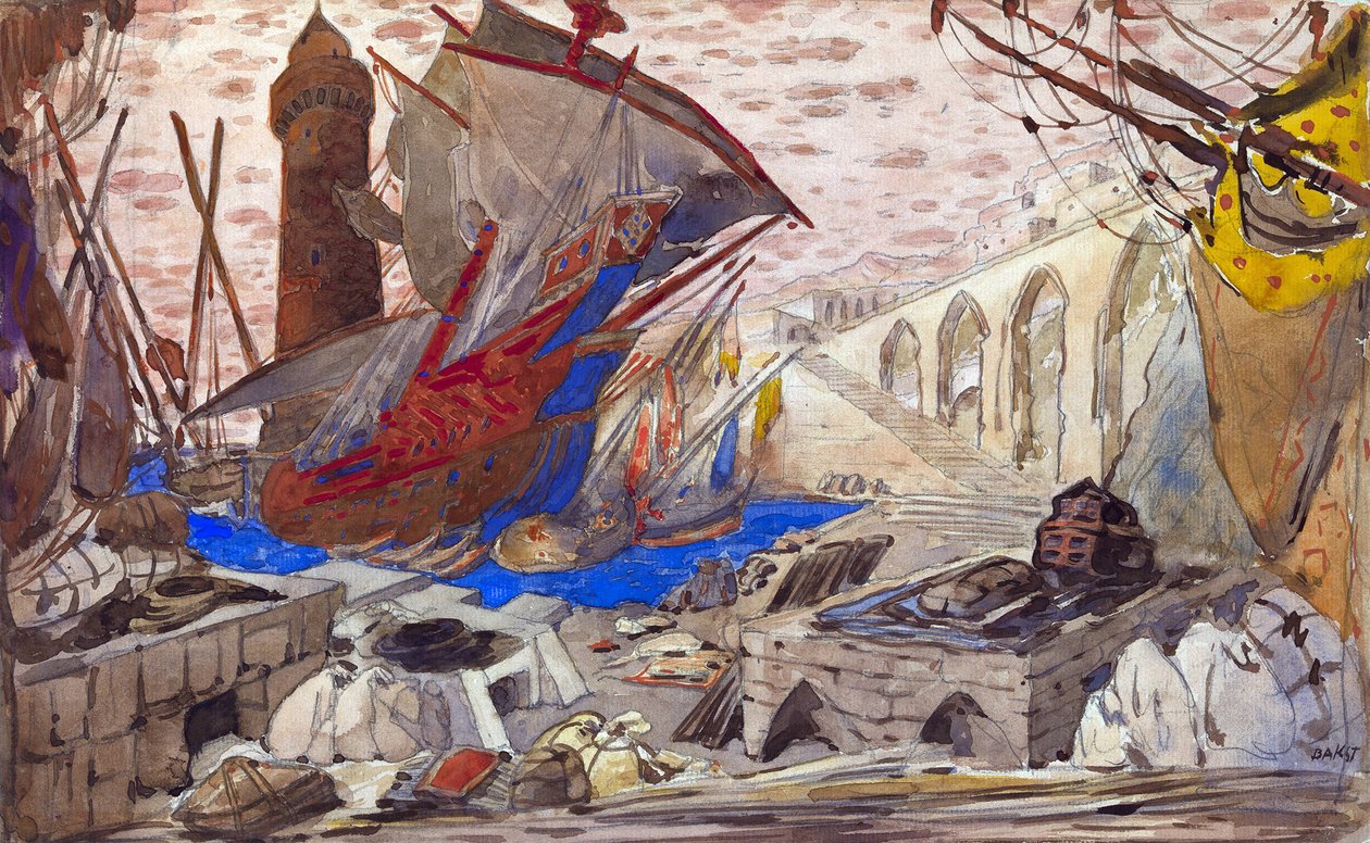 Scenografi för La Pisanelle ou la mort parfumee av Gabriele d