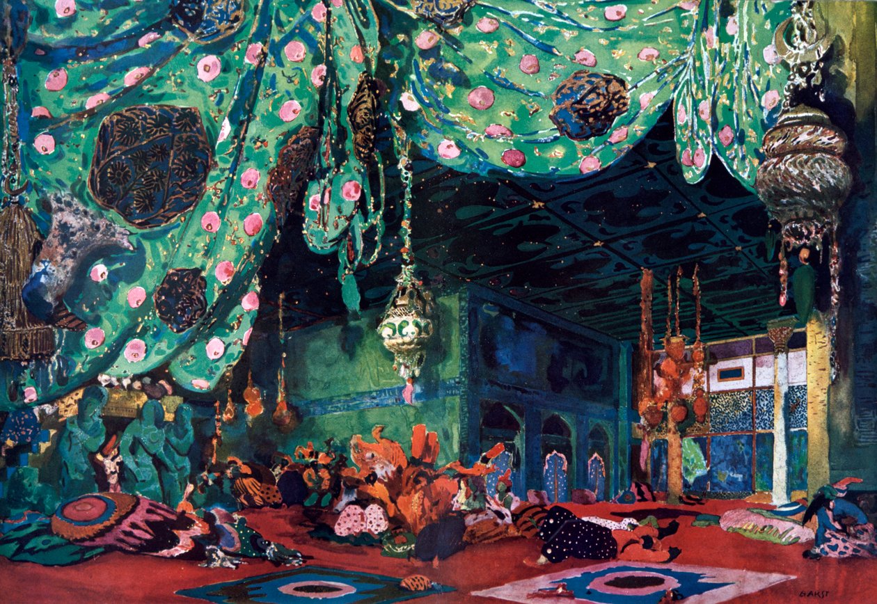 Scenografi för baletten Scheherazade, c1913 av Leon Bakst