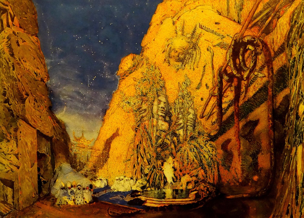 Scenografi för Ballet Blue God av R. Hahn, 1911 av Leon Bakst