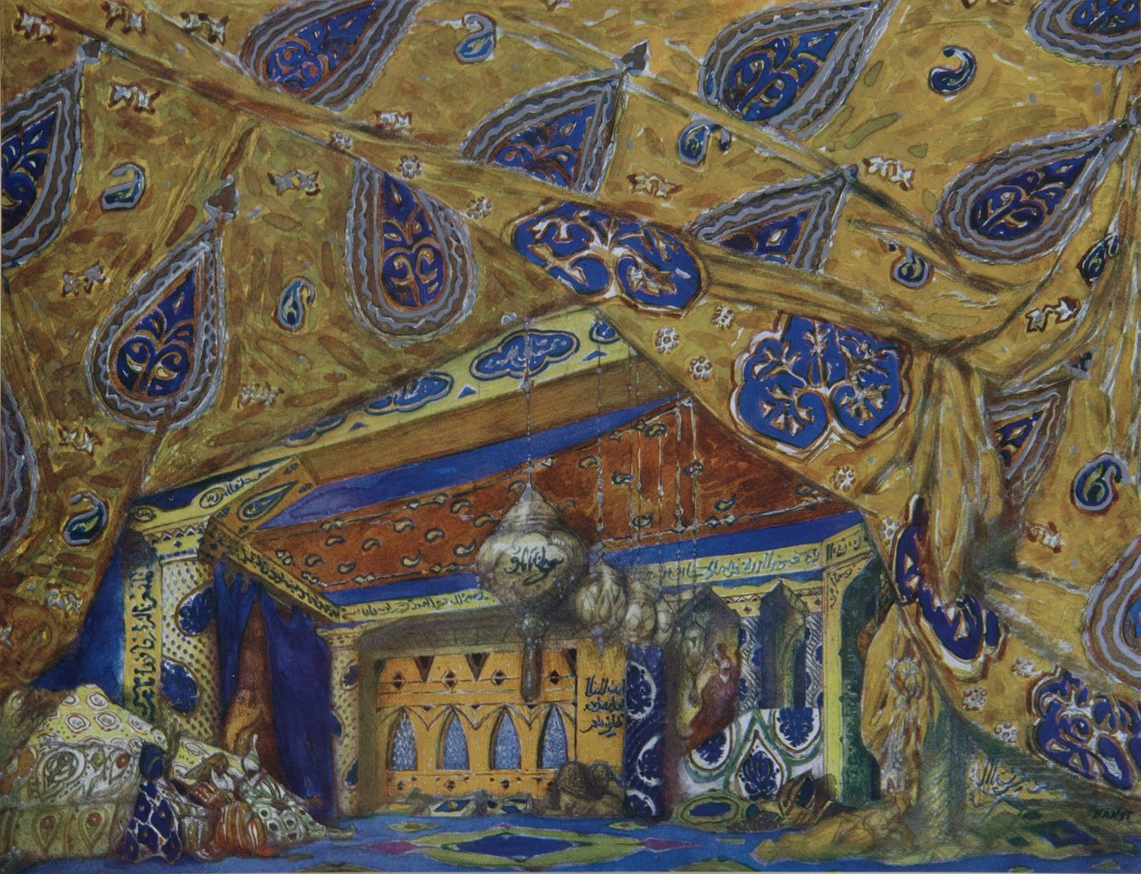 Scenografi för baletten Oriental Fantasy av Ippolitov-Ivanov och Mussorgsky, 1913 av Leon Bakst