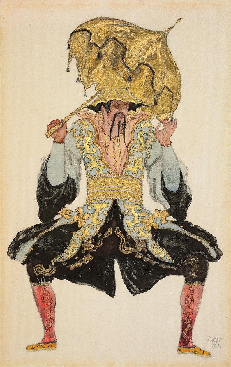 Den kinesiska mandarinen, kostymdesign för "Törnrosa", 1921 av Leon Bakst