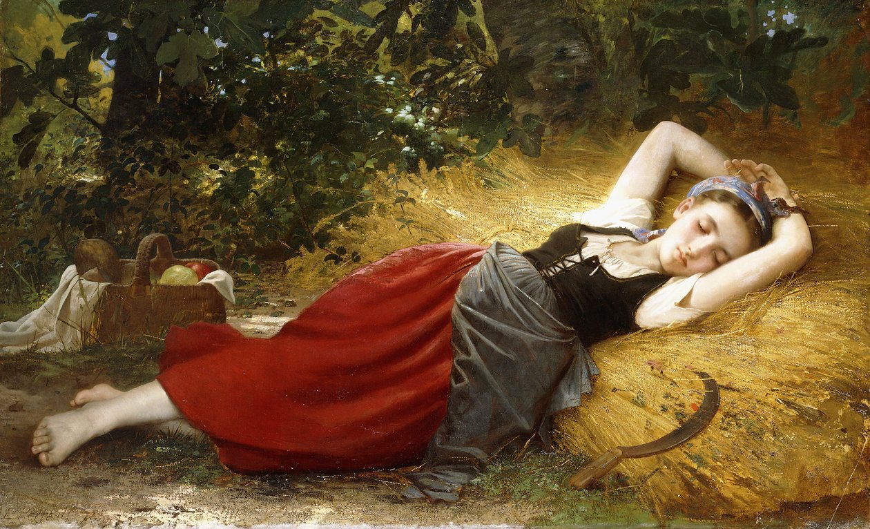 En ung bondflicka, sovande, 1874 av Leon Bazile Perrault