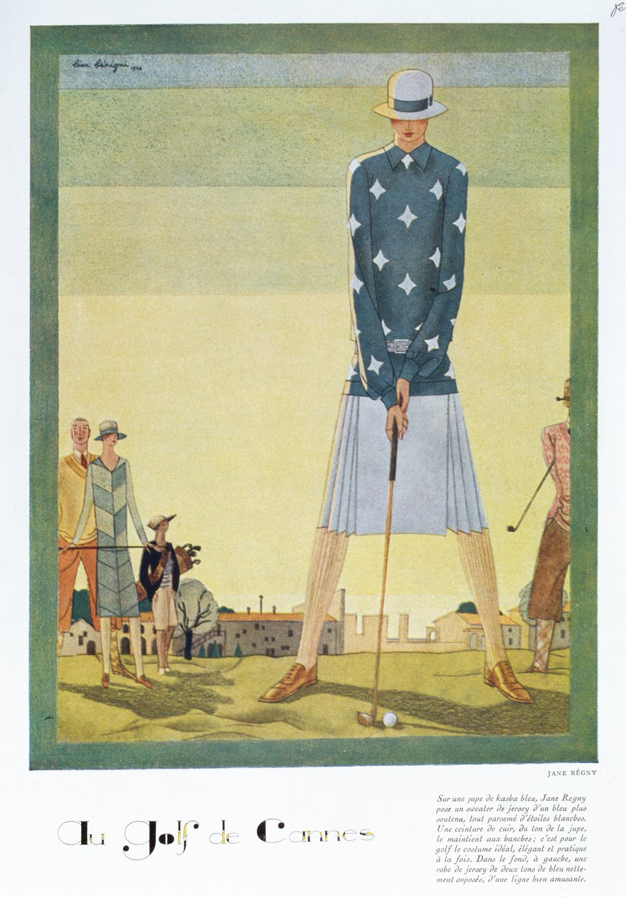 Golfklänning design av Jane Regny, modetallrik från 