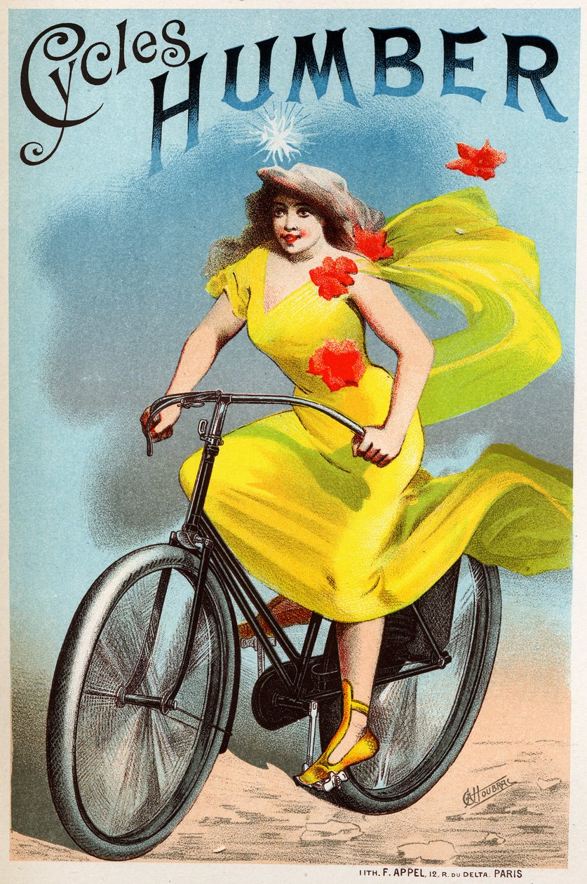 Transport. Humbert cyklar. Affisch av Choubrac, Frankrike, ca 1895 (affisch) av Leon Choubrac