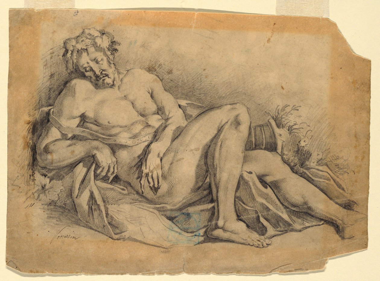 Teckning, Bacchus sover (efter Poussin), 1886-92 av Leon Dabo