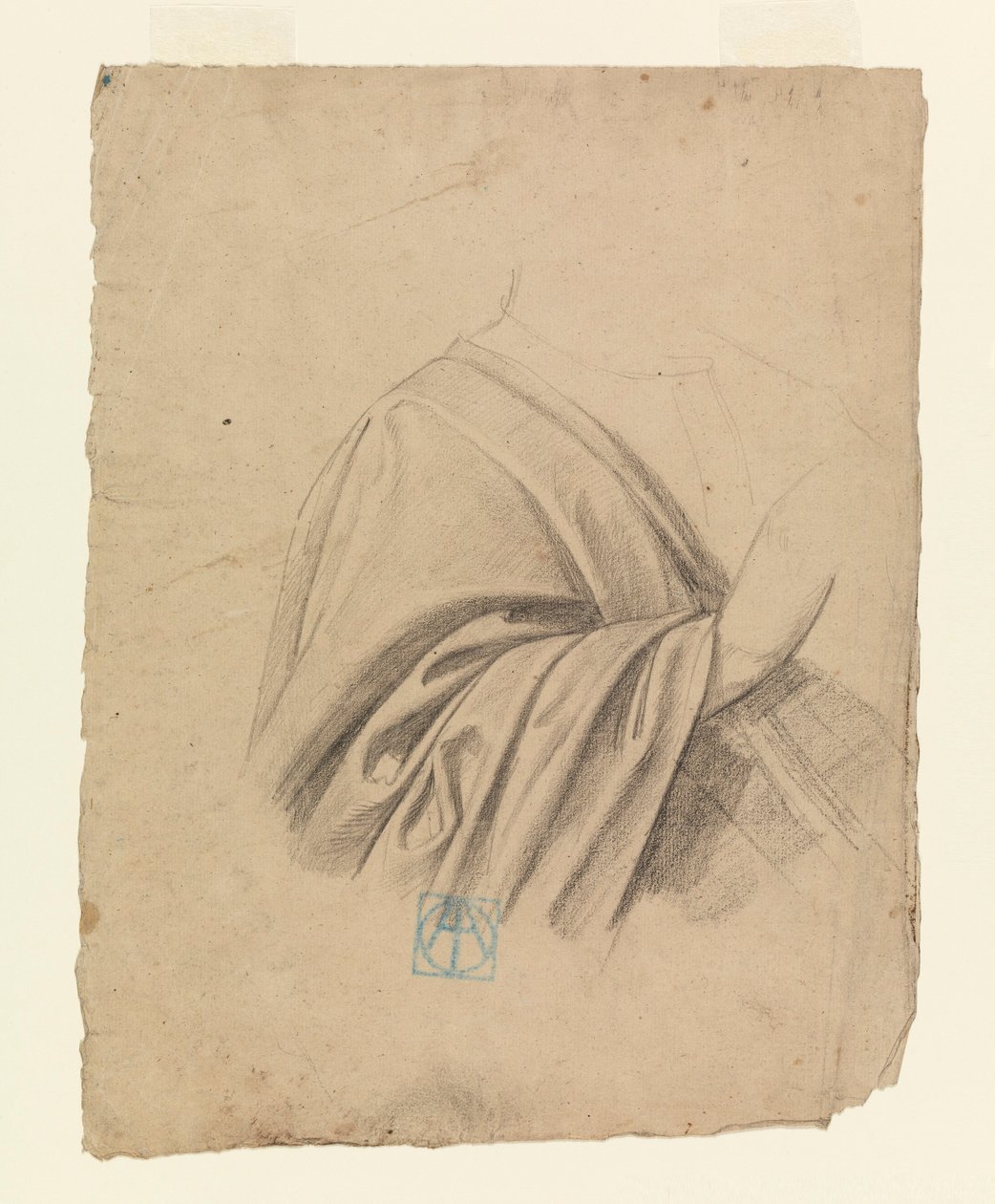Ritning, draperistudie, 1886-92 av Leon Dabo
