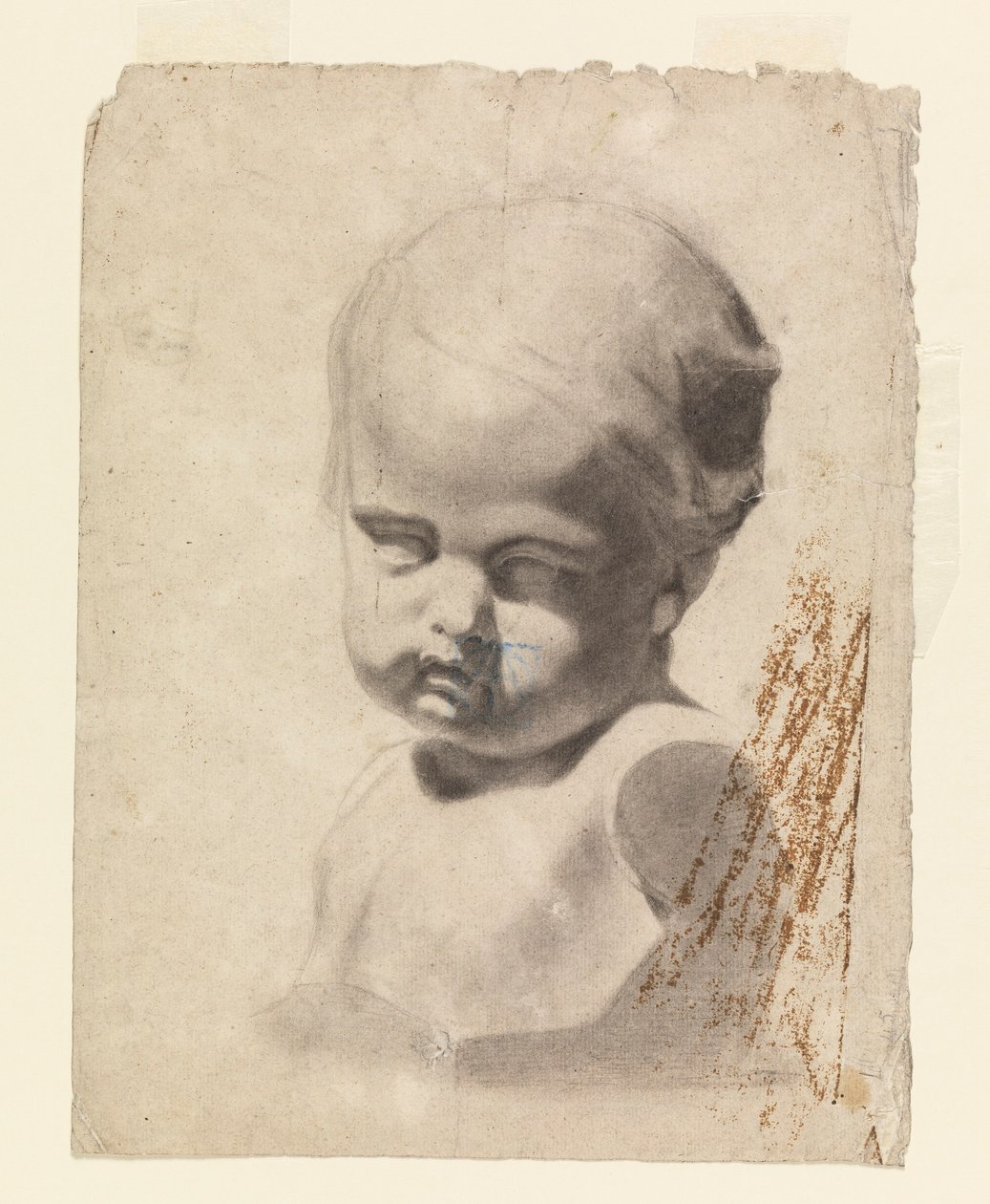 Teckning, Studie till byst av ett barn (efter gipsavgjutning), 1881-92 av Leon Dabo
