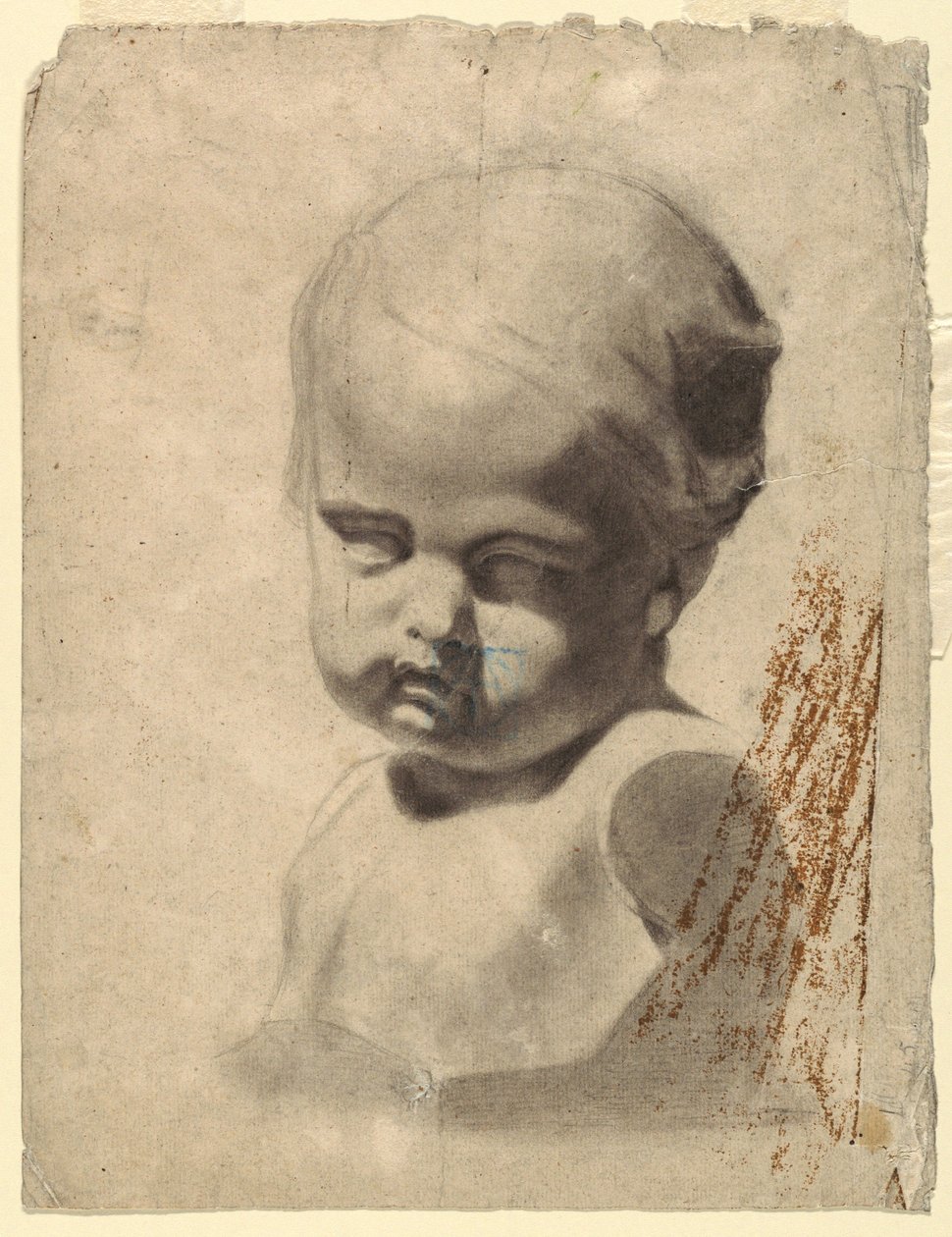 Teckning, Studie till byst av ett barn (efter gipsavgjutning), 1881-92 av Leon Dabo
