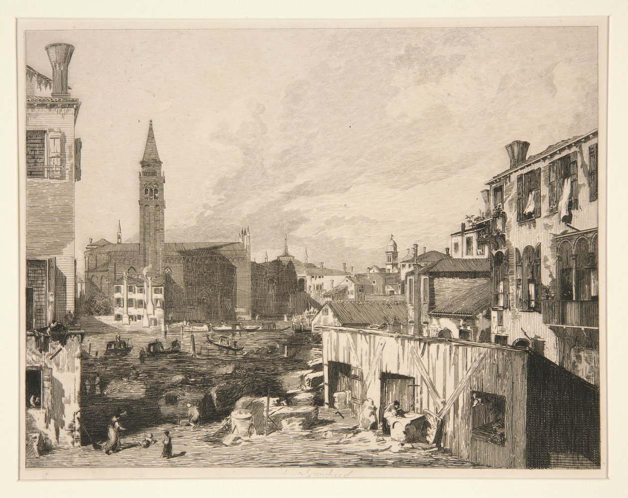 Utsikt i Venedig (Scuola della Carita) av Leon Gaucherel