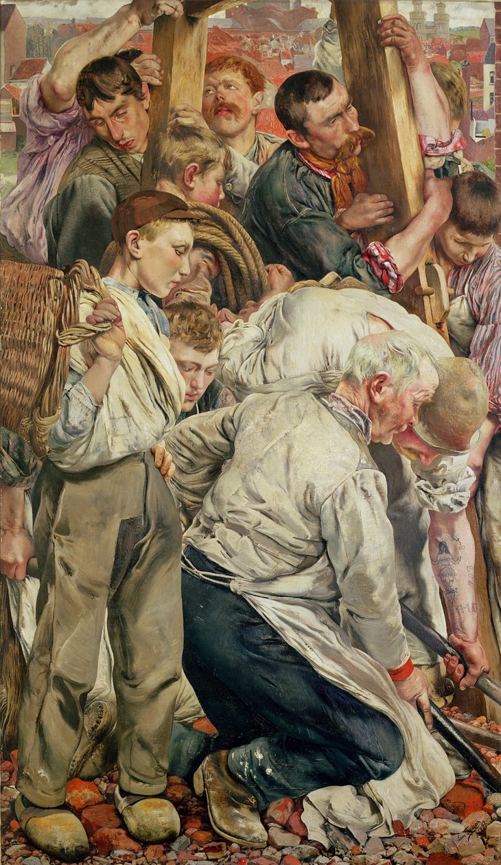 The Men, vänster panel från The Age of the Worker av Leon Henri Marie Frederic