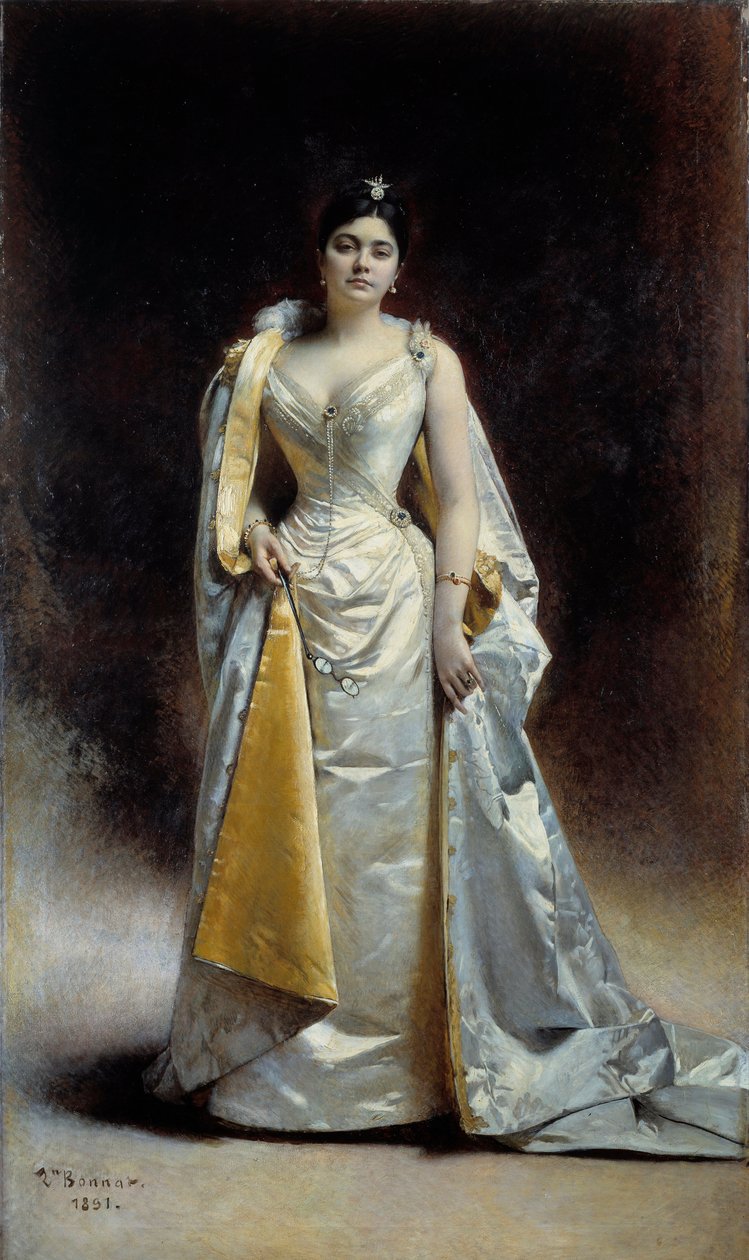 Hellängdsporträtt av Madame Albert Cahen från Antwerpen Målning av Leon Bonnat (1833-1922) 1891 Sön. 1,34x2,27 m Bayonne, Bonnat Museum av Leon Joseph Florentin Bonnat