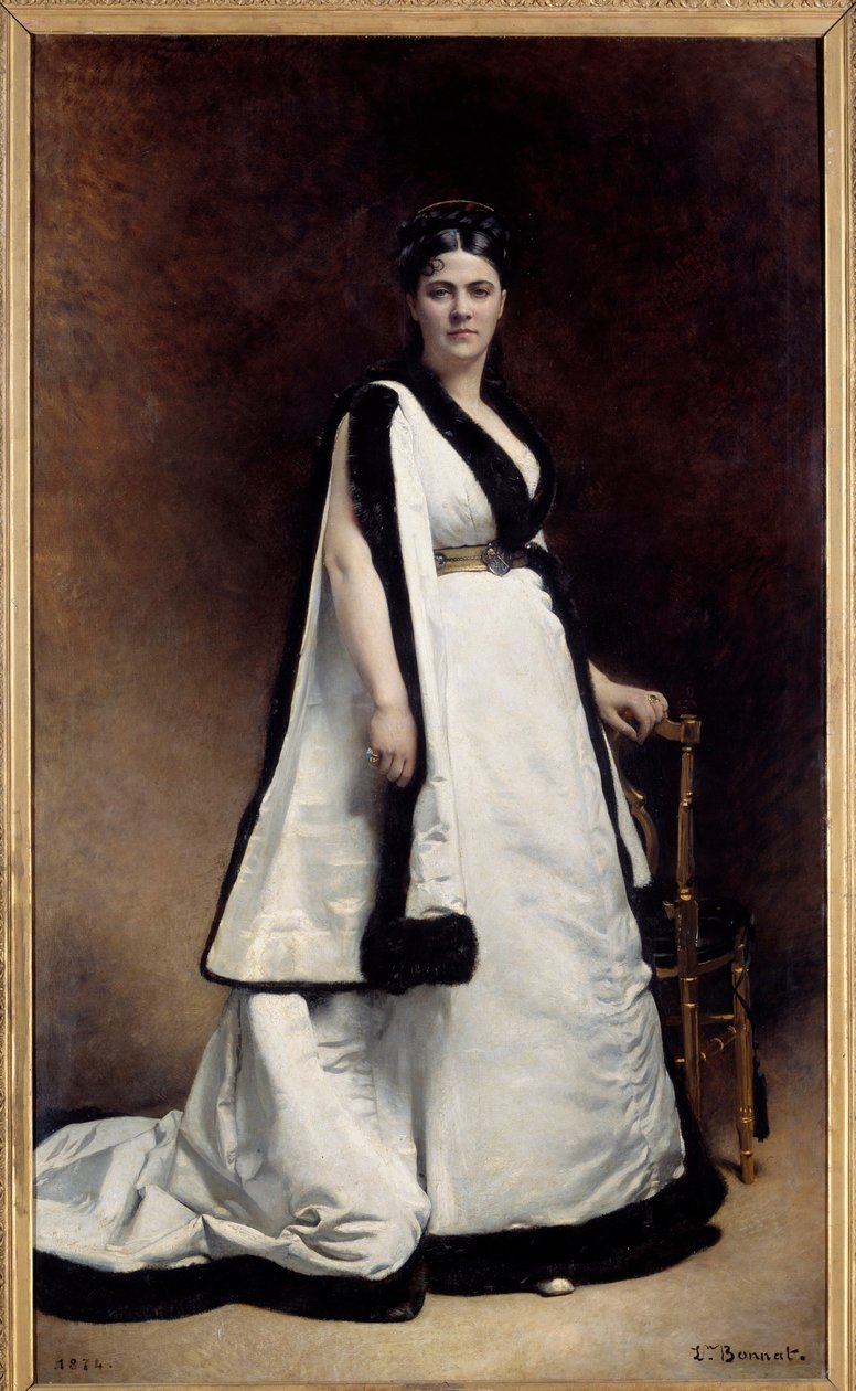Hellängdsporträtt av Madame Pasca (1835 - 1914) dramatiker. Målning av Leon Joseph Bonnat (1833 - 1922) av Leon Joseph Florentin Bonnat
