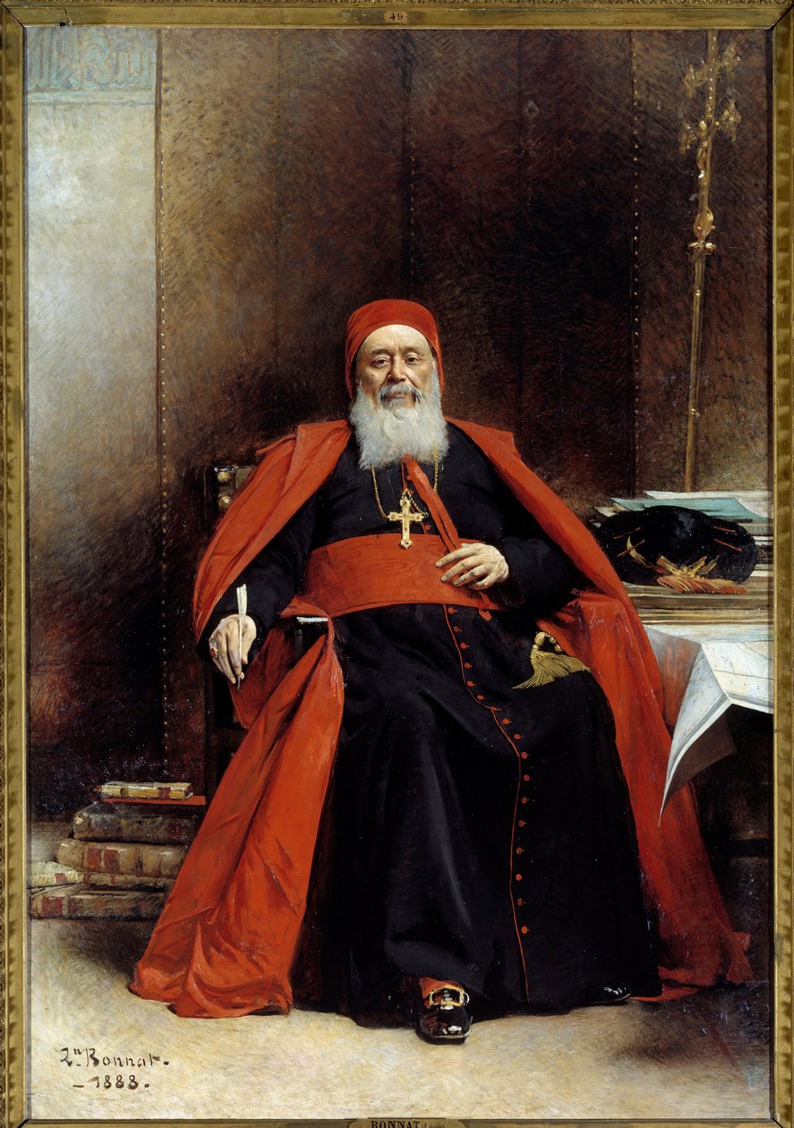 Porträtt vid foten av Charles Lavigerie (1825-1892) Archeveque of Algiers, Cardinal Primate of Africa Målning av Leon Joseph Bonnat (1833-1922) 1888 Sön. 2,39 x 1,64 m av Leon Joseph Florentin Bonnat