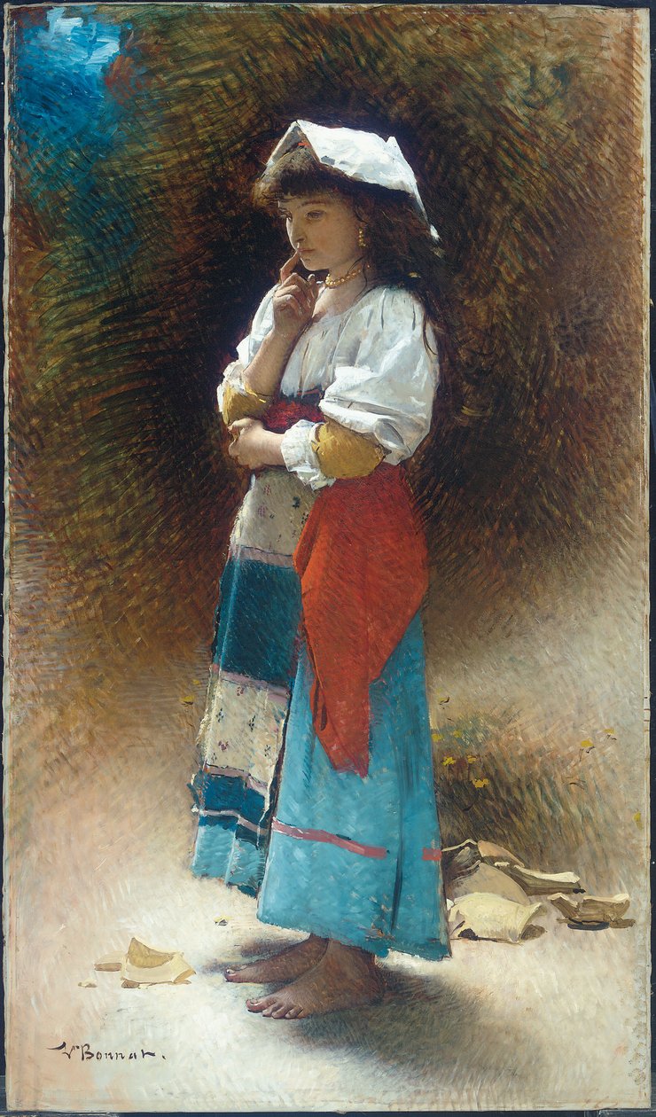 The Broken Pitcher (olja på duk) av Leon Joseph Florentin Bonnat