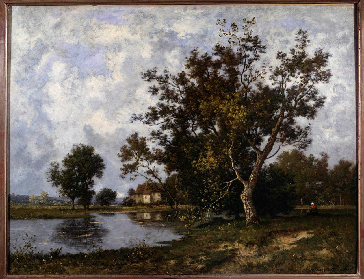 Landskap a la Mare-målning av Leon Richet (1847-1907) 1900-talets privata samling av Leon Richet