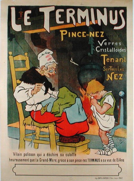Affisch som annonserar "Le Terminus pince-nez" av Leon Sandis