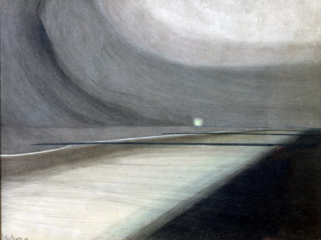 Strand i månsken, havslandskap med ljus av Leon Spilliaert