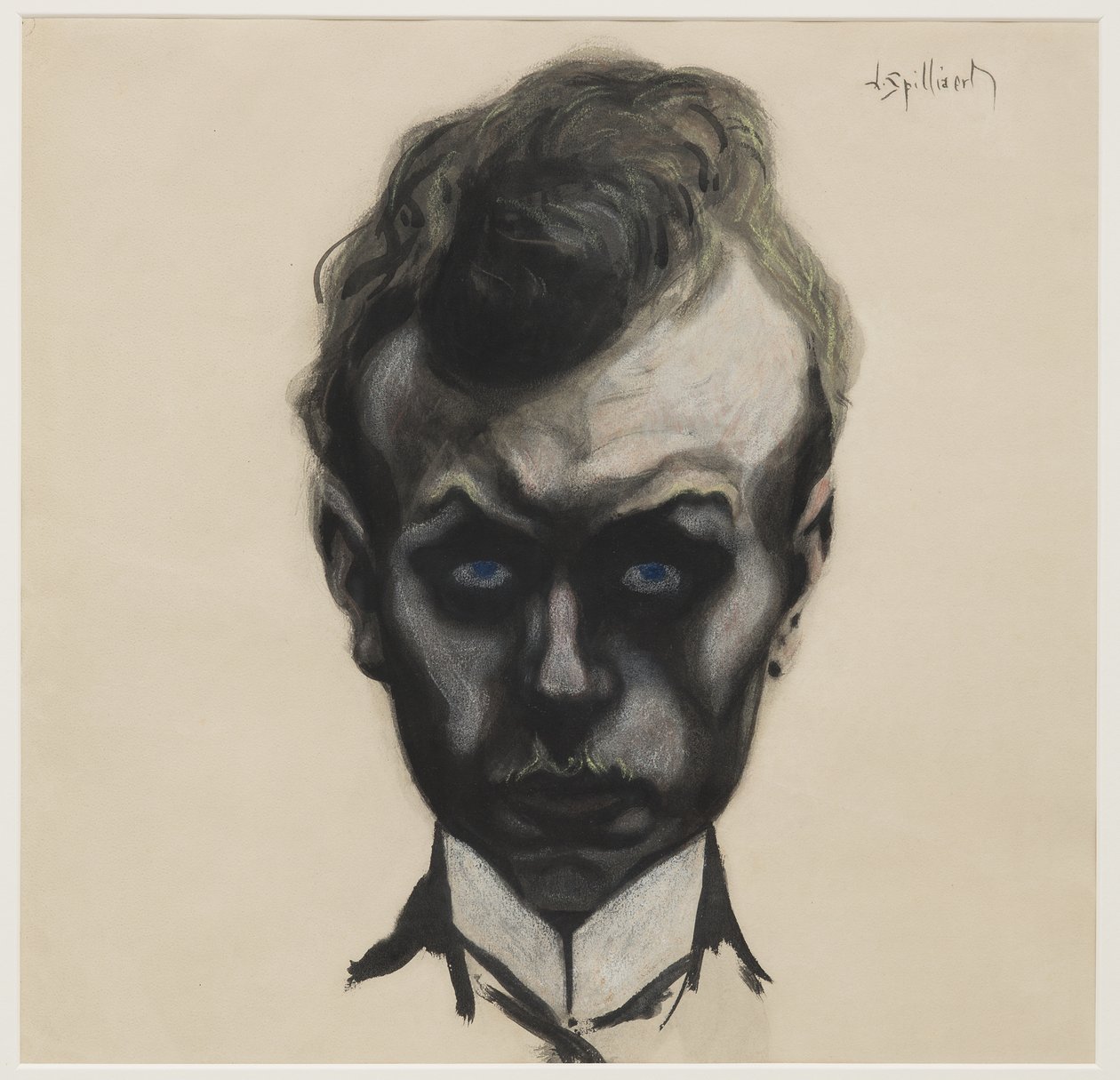 Självporträtt, ca 1903 (pensel & svart bläck och pastell på krämvävt papper) av Leon Spilliaert