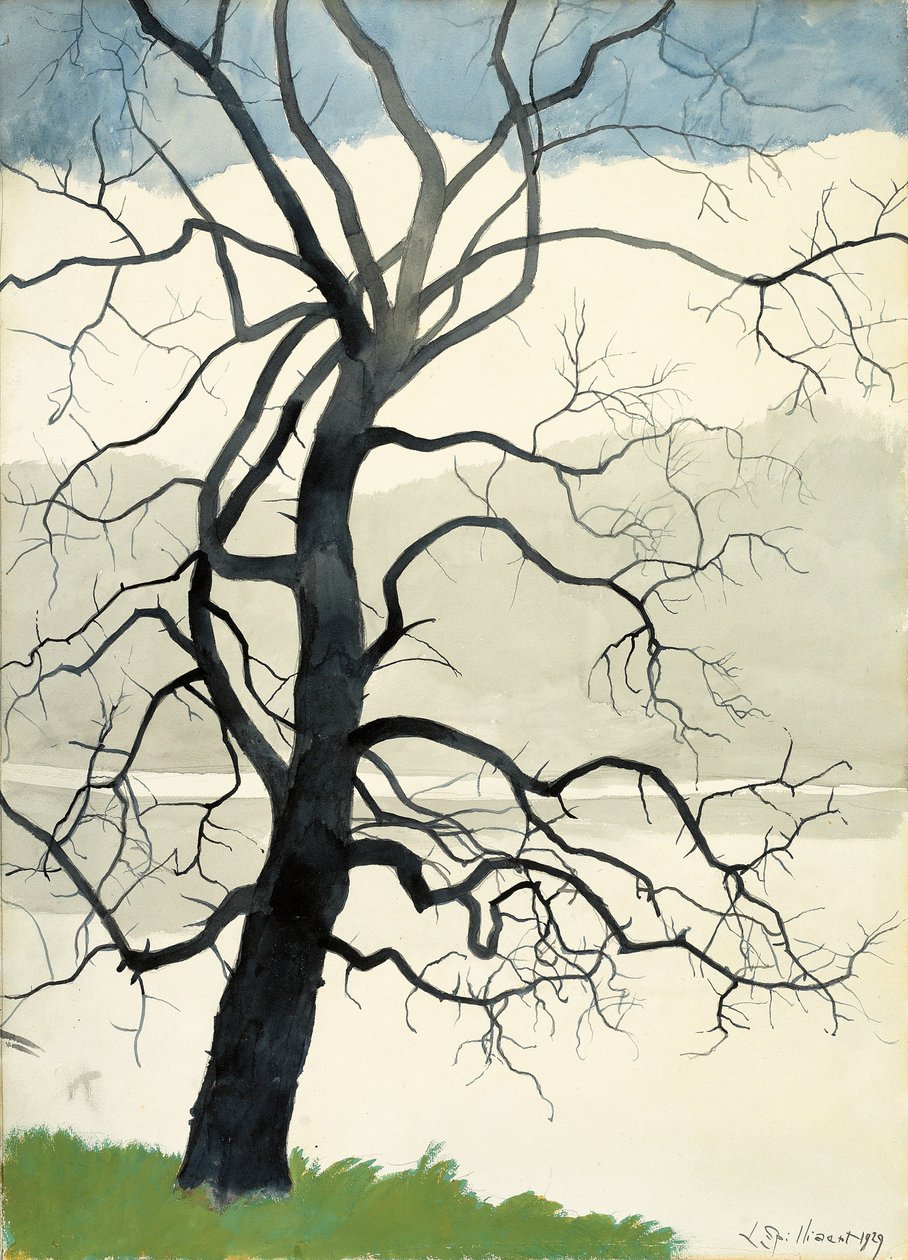 Solitärt träd vid kanten av dammen av Leon Spilliaert