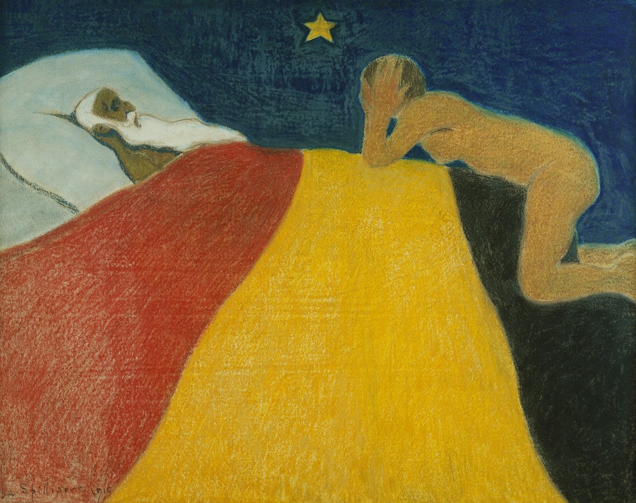 Leopold II:s död; La Mort de Leopold II av Leon Spilliaert