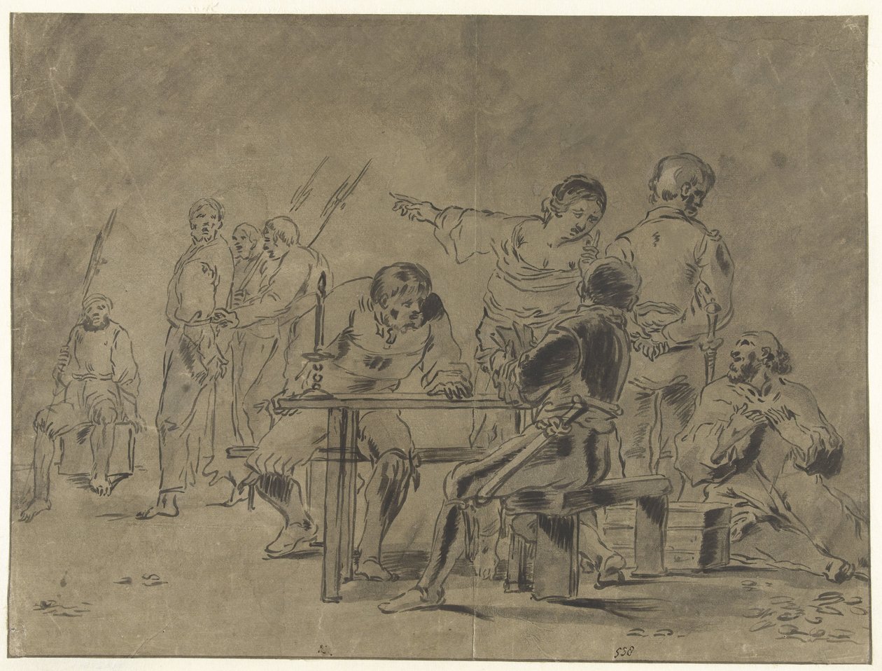 Petrus förnekar Kristus av Leonaert Bramer