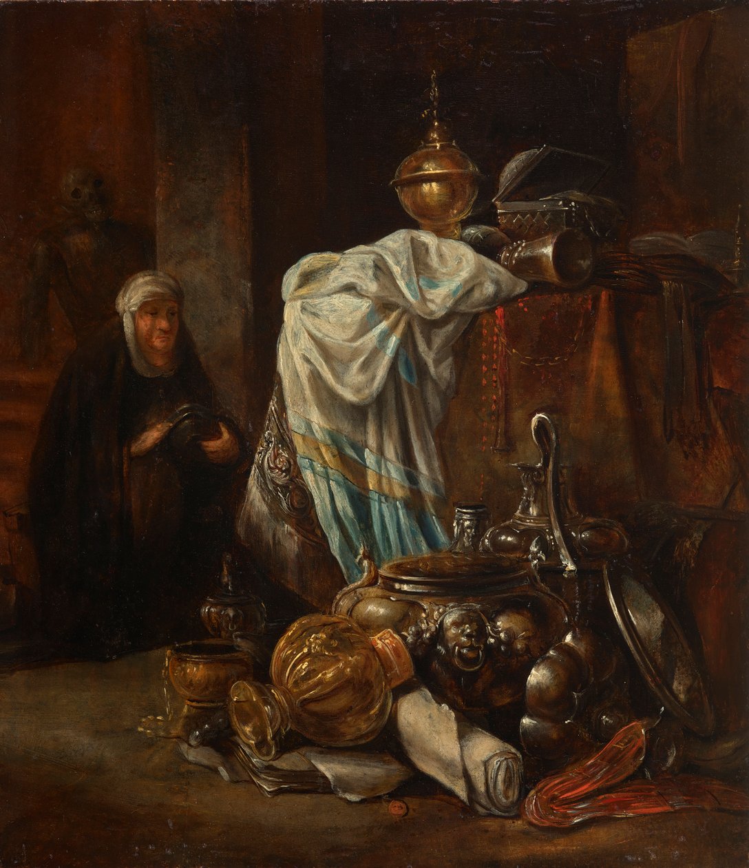 Stilleben med Orientalia och metallkärl av Leonaert Bramer