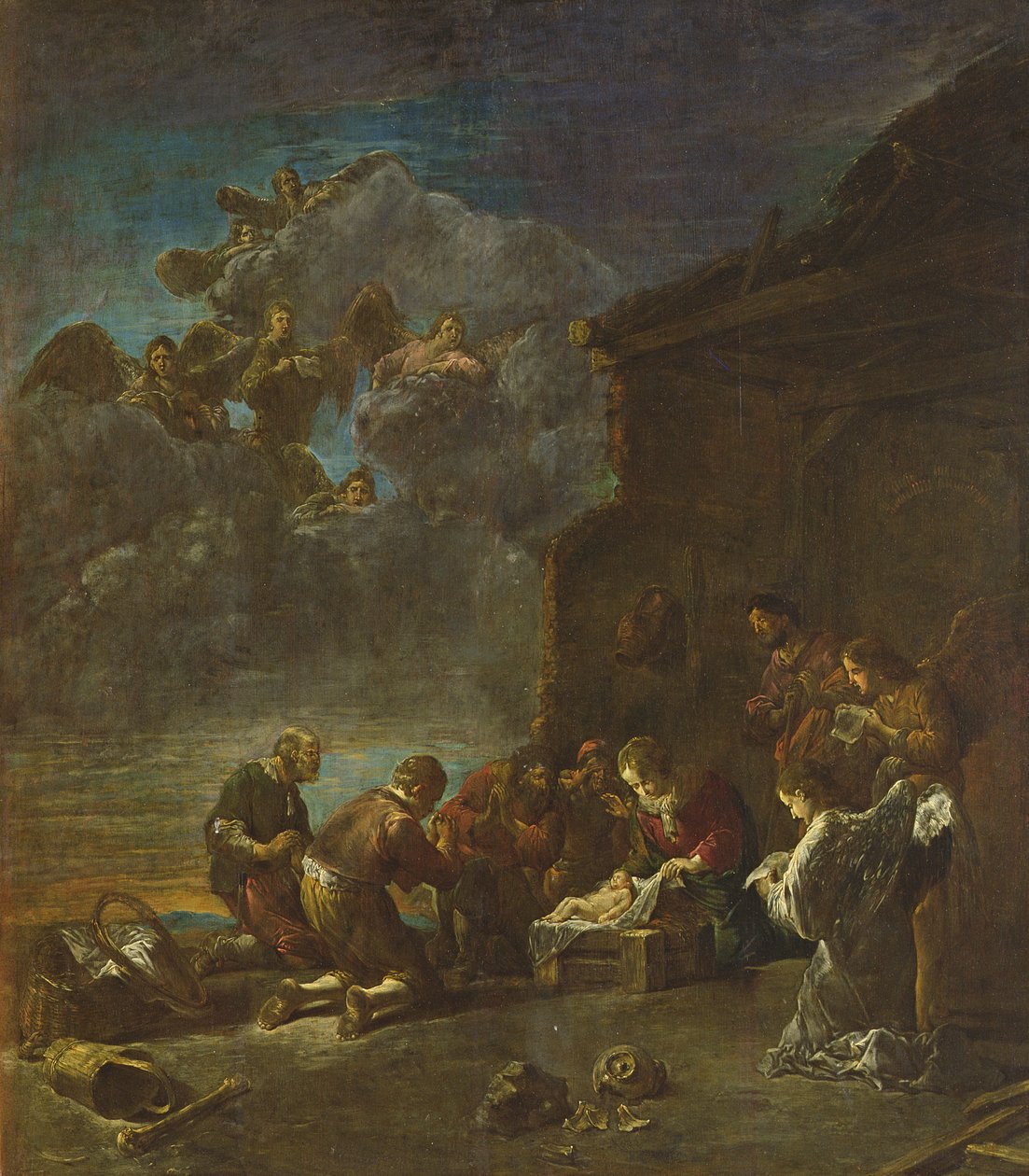 Tillbedjan av herdarna, 1630-40 av Leonard Bramer