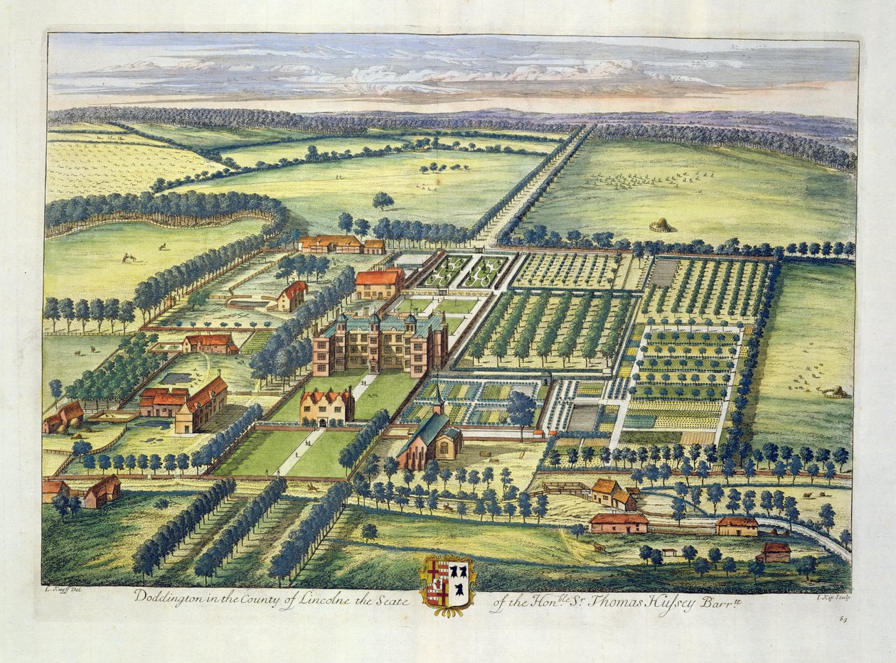 Doddington i grevskapet Lincoln, graverat av Johannes Kip (ca 1652-1722) av Leonard Knyff