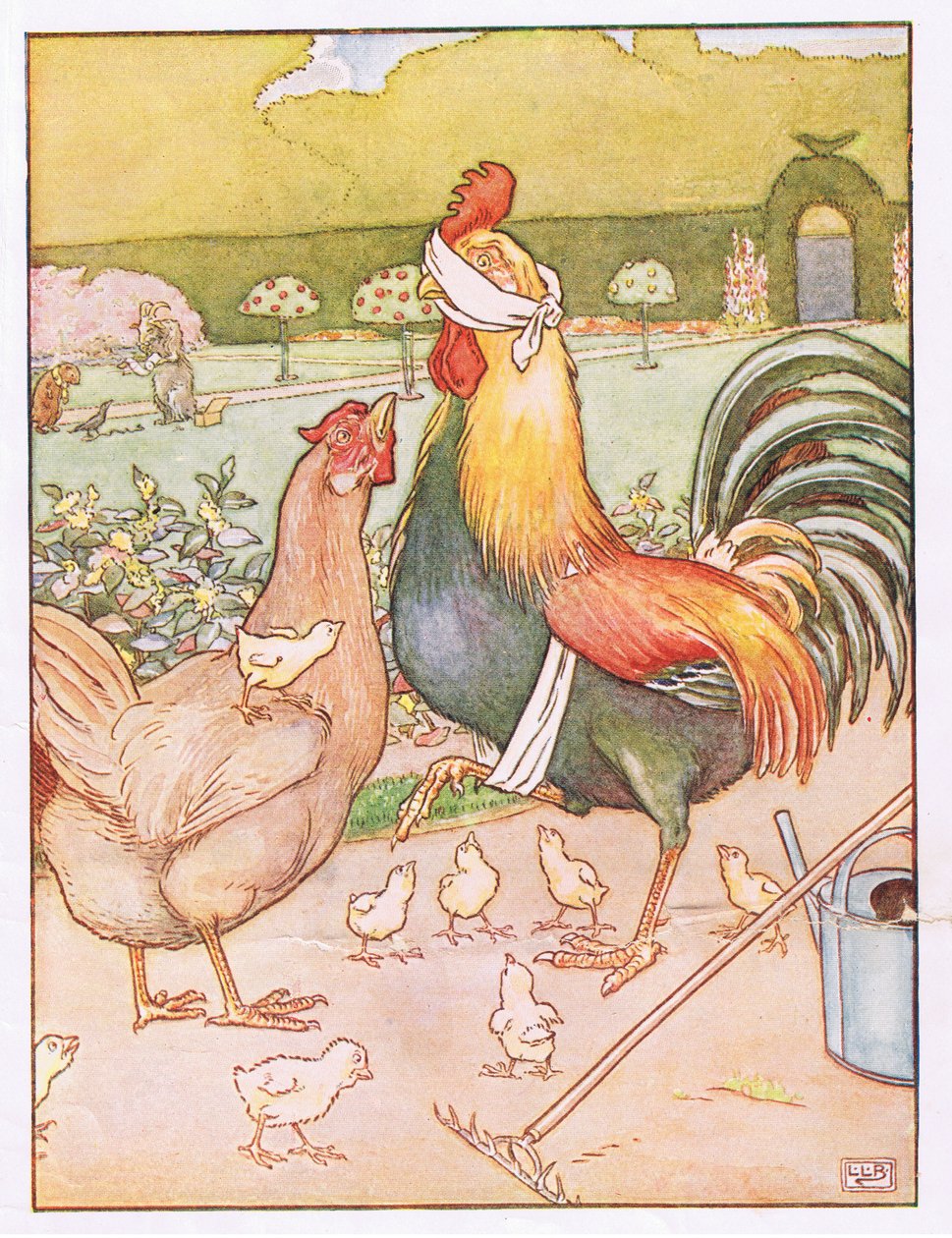 Och hanen fick en otäck knackning, illustration från 