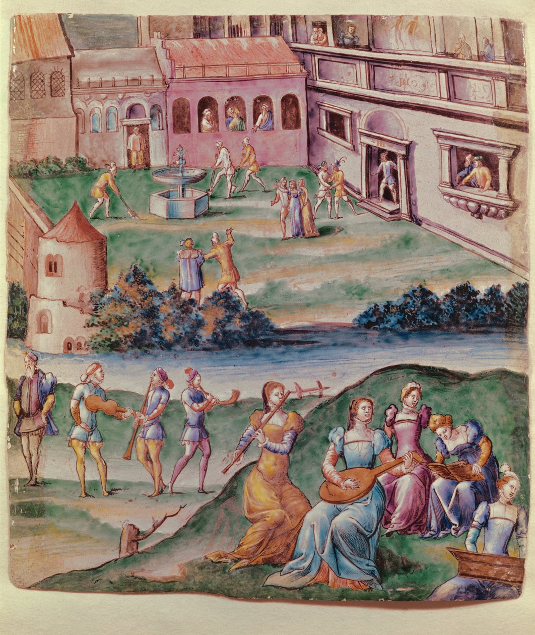 Konsert på slottets innergård (emalj) av Leonard Limousin