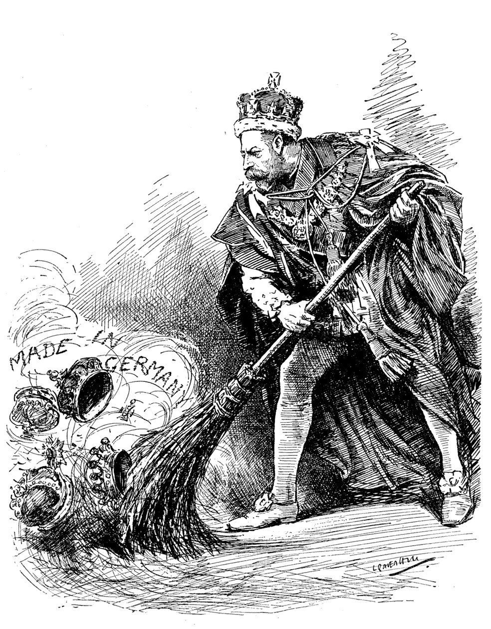  The King has done a popular act in abolishing the German titles held by members of His Majestys family. av Leonard Raven Hill