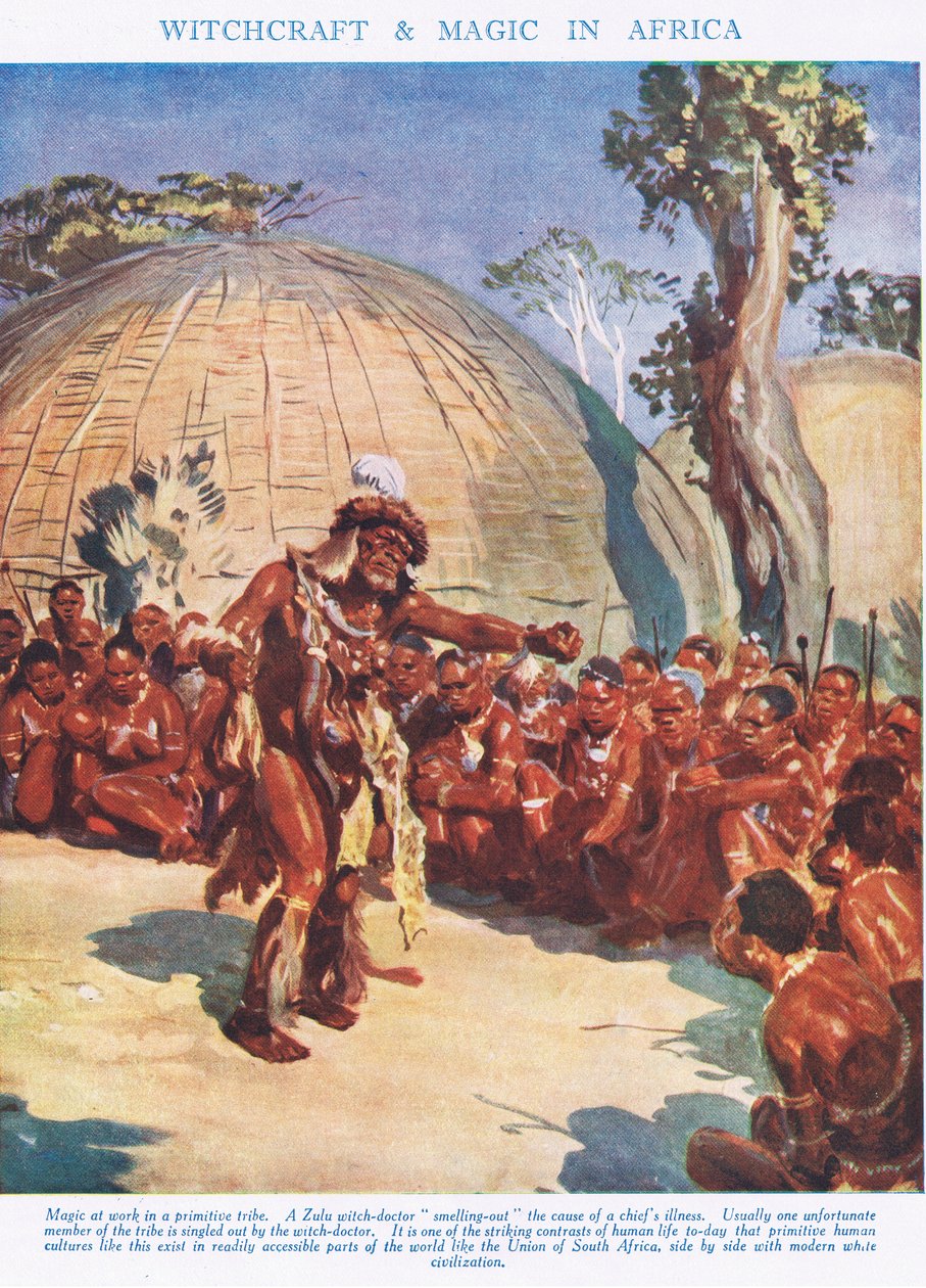 Häxkonst och magi i Afrika, illustration från "Livets vetenskap". av Leonard Robert Brightwell