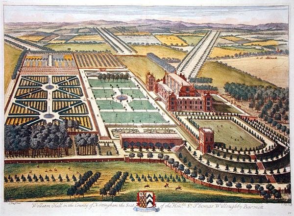 Wollaton Hall i grevskapet Nottingham graverad av Johannes Kip (ca 1652-1722) (gravyr) av Leonard (after) Knyff