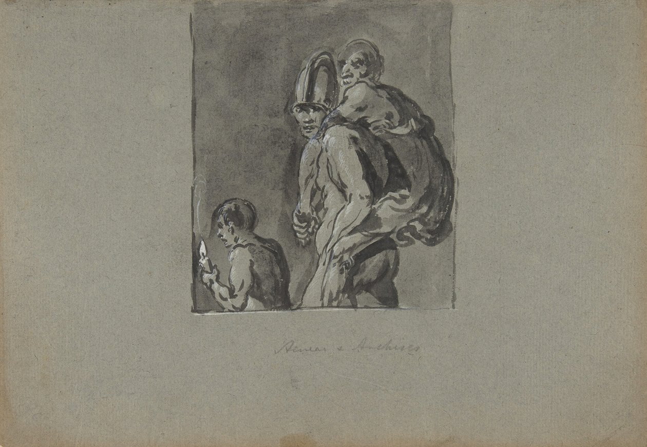 Aeneas och Anchises, 1611-74. av Leonard Bramer
