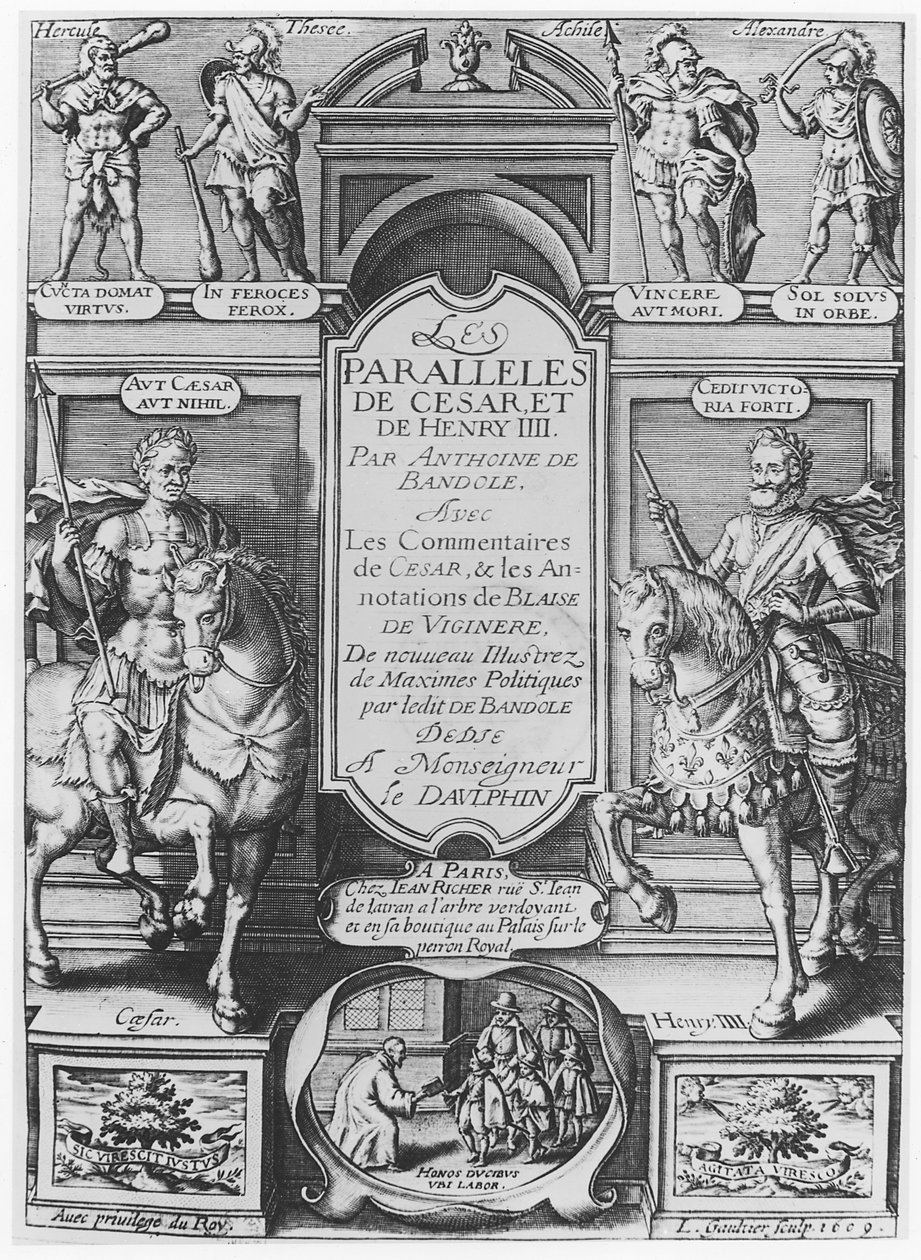 Frontispice till "Paralleles de Cesar et de Henry IV" av Anthonie de Bandole, 1609 av Leonard Gaultier