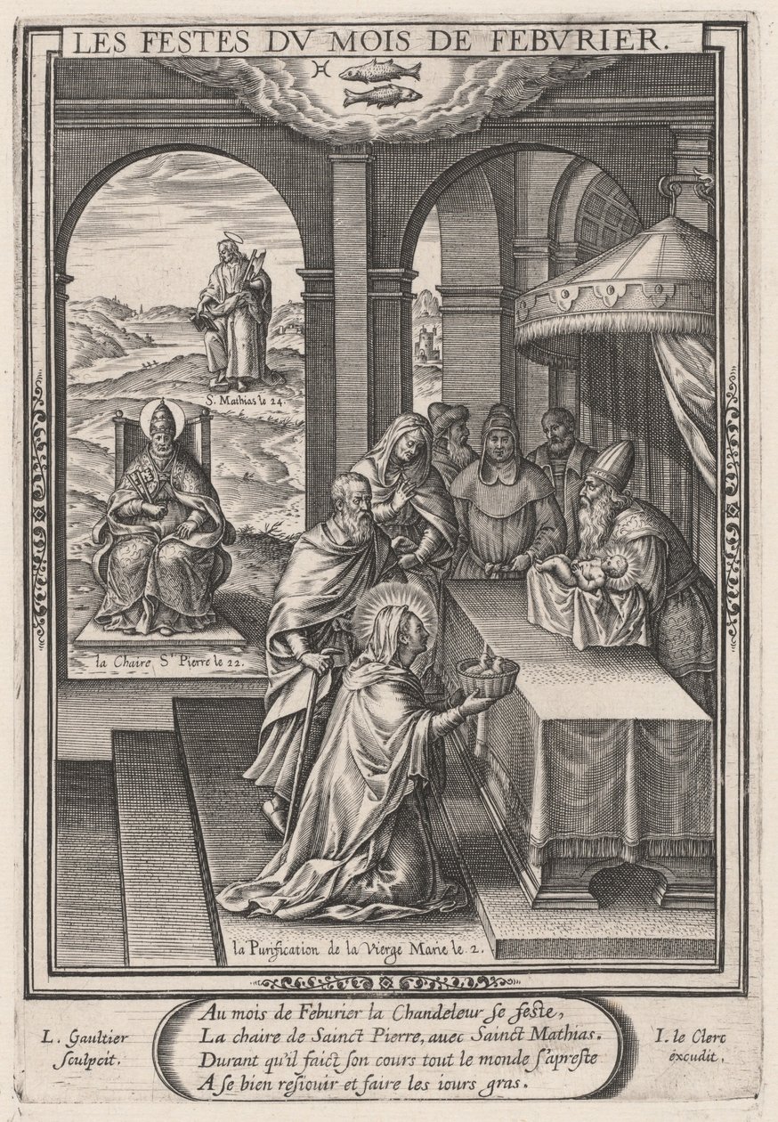 Les Festes du mois de Feburier (februari: Jungfruns rening) av Leonard Gaultier