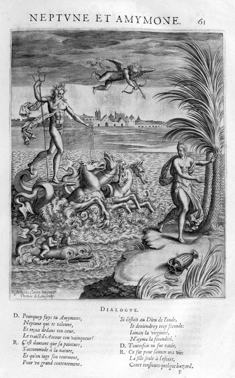Neptunus med Amymone, dotter till Danaus, som han förhindrar att bli överfallen av en satyr av Leonard Gaultier