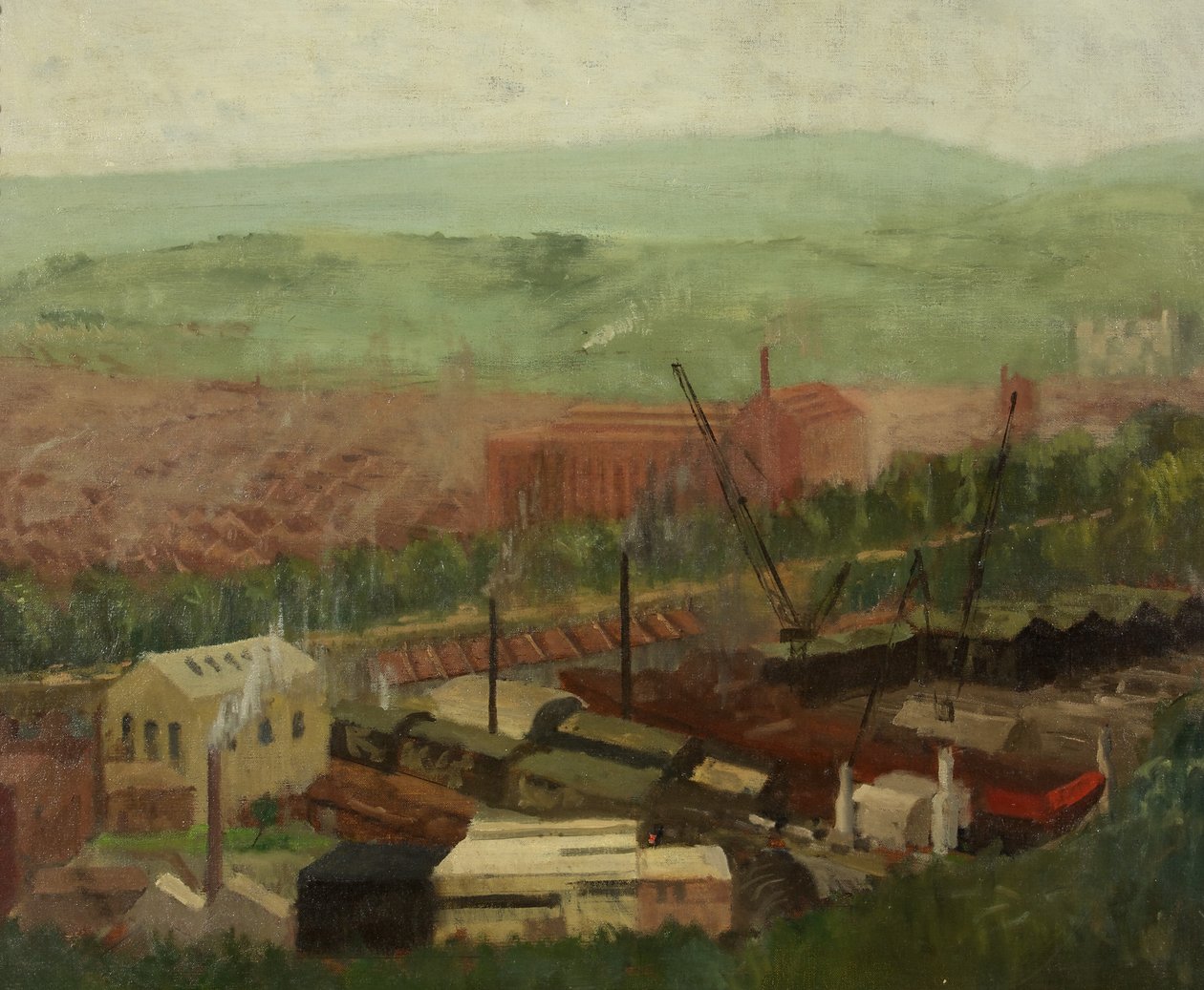 Bristol från Brandon Hill (olja på duk) av Leonard Greaves