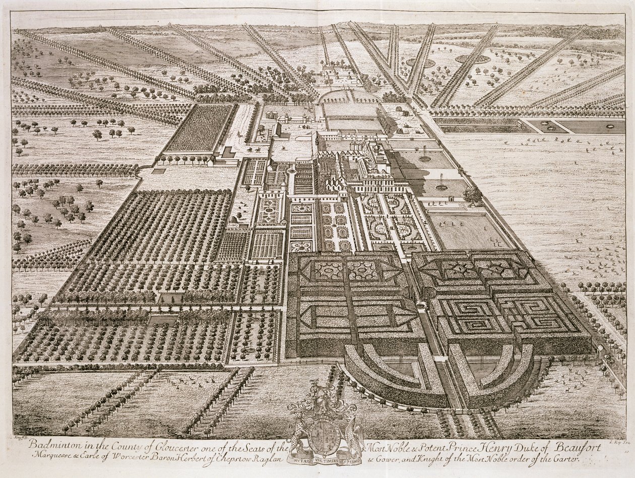 Badmintonhus i County of Gloucester, graverad av Johannes Kip (ca 1652-1722) (se även 192764) av Leonard Knyff
